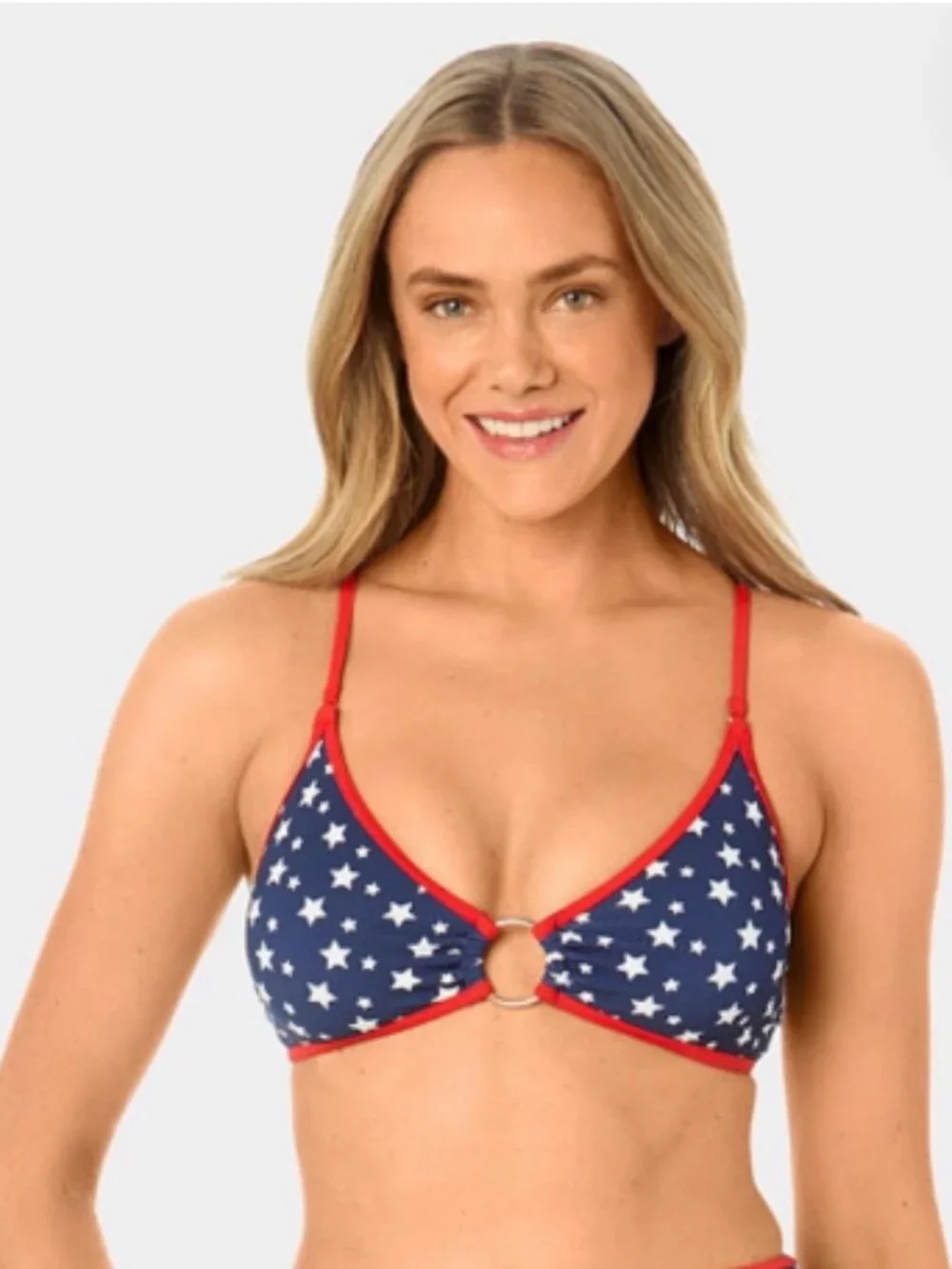 NWT Center Ring Bikini Top Red/White/Blue Sz L